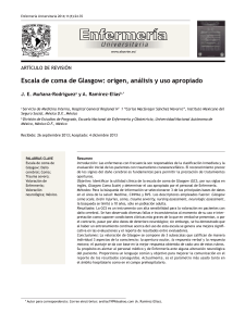 Escala de Coma de Glasgow: Origen, An&aacute;lisis y Uso Apropiado en Enfermer&iacute;a