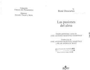 Ren&eacute; Descartes: Las Pasiones del Alma - Estudio y Traducci&oacute;n