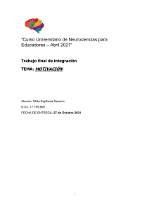 Motivaci&oacute;n y Neurociencia en la Educaci&oacute;n: Trabajo Final