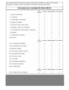 Inventario de Ansiedad de Beck (BAI) - Cuestionario de Ansiedad