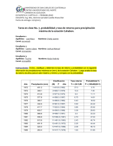 Probabilidad y Tasa de Retorno para Precipitaci&oacute;n - Estaci&oacute;n Cahabon