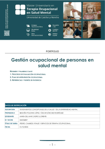 Gesti&oacute;n Ocupacional en Salud Mental: Caso Pedro y Esquizofrenia - Portfolio