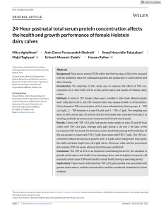 TSP & Calf Health: Holstein Dairy Calf Growth Performance