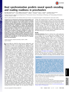Beat Synchronization & Reading Readiness in Preschoolers
