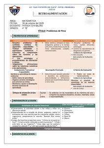 Plan de Clase: Problemas de Peso en Matem&aacute;tica para 4&deg; Grado