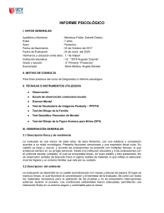 Informe Psicol&oacute;gico: Evaluaci&oacute;n de Daireth Daisiry (7 a&ntilde;os)