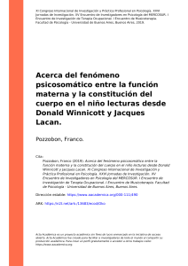 Fen&oacute;meno Psicosom&aacute;tico: Funci&oacute;n Materna y Cuerpo en Ni&ntilde;os (Winnicott, Lacan)