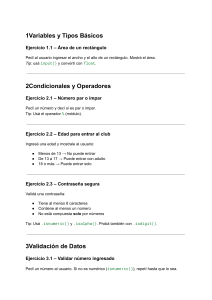Ejercicios de Programación Básica: Variables, Condicionales, Bucles y Listas
