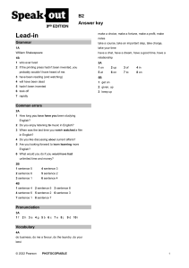 Speak out B2 Answer Key - English Grammar & Vocabulary Solutions