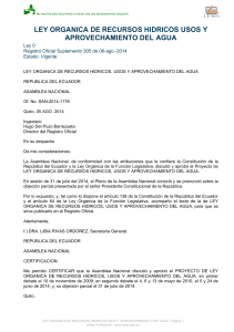 Ley Org&aacute;nica de Recursos H&iacute;dricos Ecuador 2014 | Uso y Aprovechamiento del Agua