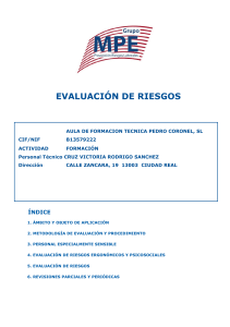 Evaluaci&oacute;n de Riesgos - Aula de Formaci&oacute;n T&eacute;cnica Pedro Coronel, SL