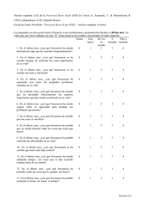 Escala de Estr&eacute;s Percibido (PSS) versi&oacute;n 14 &iacute;tems &ndash; Adaptaci&oacute;n espa&ntilde;ola