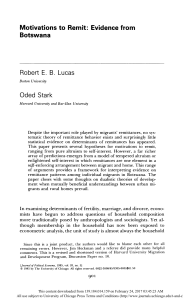 Migrant Remittances in Botswana: Motivations & Evidence