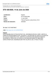 STS 420/2020: Responsabilidad Extracontractual y Siniestro Total Veh&iacute;culo