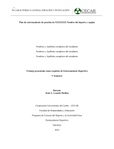 Plan de entrenamiento deportivo para pruebas y competencias