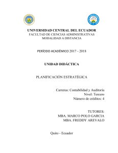 Planificaci&oacute;n Estrat&eacute;gica: Unidad Did&aacute;ctica - UCE Contabilidad y Auditor&iacute;a