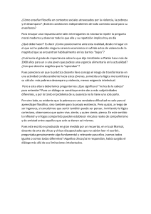 ¿Cómo Enseñar Filosofía en Contextos de Violencia y Pobreza?