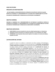 Gesti&oacute;n de Costos de Calidad en Laboratorio de Cultivos Celulares