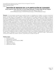 Gesti&oacute;n de Riesgos en Planificaci&oacute;n Urbana: Ciudades Resilientes