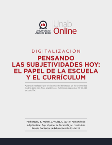 Subjetividades Hoy: Escuela y Curr&iacute;culum en la Formaci&oacute;n Social