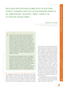 Educaci&oacute;n para Todos: Marcos de Jomtien y Dakar