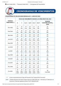 Calendario de Vencimientos SUNAT 2025 - Obligaciones Mensuales Personas