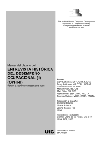 Manual OPHI-II: Entrevista Hist&oacute;rica Desempe&ntilde;o Ocupacional
