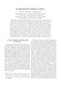 Informaci&oacute;n Cu&aacute;ntica es F&iacute;sica: Correcci&oacute;n de Errores y Computaci&oacute;n
