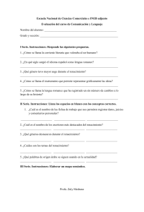 Evaluaci&oacute;n de Comunicaci&oacute;n y Lenguaje | Renacimiento y Modernismo