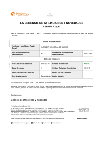 Certificado de Afiliaci&oacute;n
