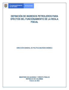 Definici&oacute;n de Ingresos Petroleros para Regla Fiscal - Colombia 2024