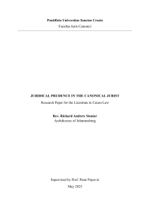 Juridical Prudence in Canon Law: A Research Paper for Canonical Jurists