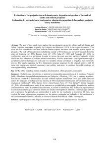 Evaluaci&oacute;n del prejuicio hacia inmigrantes: adaptaci&oacute;n argentina