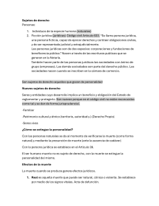 Sujetos de Derecho: Personas Naturales y Jur&iacute;dicas, Efectos Muerte