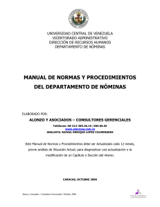 Manual de N&oacute;minas UCV: Normas y Procedimientos