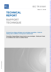 Guide d'essai appareillage BT sous enveloppe - D&eacute;faut d'arc interne IEC TR 61641