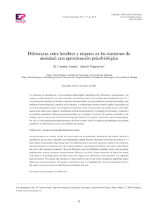 Diferencias de Sexo en Trastornos de Ansiedad: Aproximaci&oacute;n Psicobiol&oacute;gica