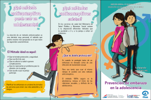 Prevenci&oacute;n de Embarazo Adolescente: M&eacute;todos Anticonceptivos y Riesgos
