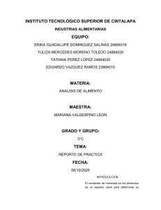 Reporte de Pr&aacute;ctica: Determinaci&oacute;n de Humedad en Jugo de Guan&aacute;bana