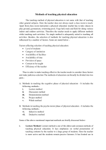 Methods of Teaching Physical Education: Cognitive & Psychomotor Phases