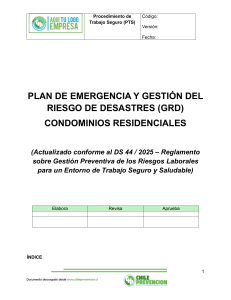PLAN DE EMERGENCIA Y GESTIÓN DEL RIESGO DE DESASTRES (GRD) CONDOMINIOS