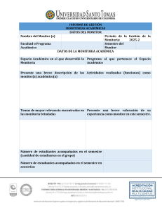 Informe de Gesti&oacute;n Monitor&iacute;as Acad&eacute;micas Universidad Santo Tom&aacute;s