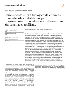Rendimiento supra-biol&oacute;gico de enzimas inmovilizadas por interacciones no covalentes