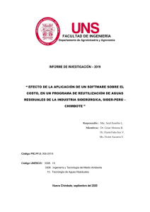 Efecto de Software en Costo de Reutilizaci&oacute;n de Aguas Residuales Sider&uacute;rgicas