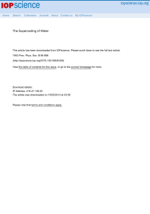 The Supercooling of Water: Experimental & Theoretical Study (1953)