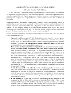 Pastoral Juvenil: Dimensi&oacute;n Vocacional y Servicio