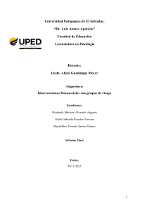 Informe Final: Intervenciones Psicosociales con Grupos de Riesgo
