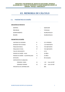 Memoria de Cálculo: Agua Potable y Alcantarillado en Quishuar