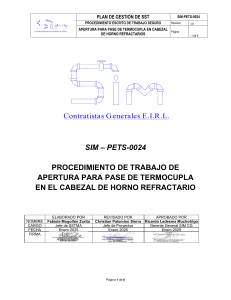 Procedimiento Seguro: Apertura Termocupla Horno Refractario SIM-PETS-0024