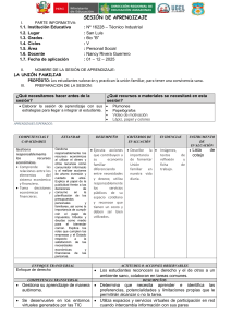 Sesi&oacute;n de Aprendizaje: La Uni&oacute;n Familiar para 6to Grado